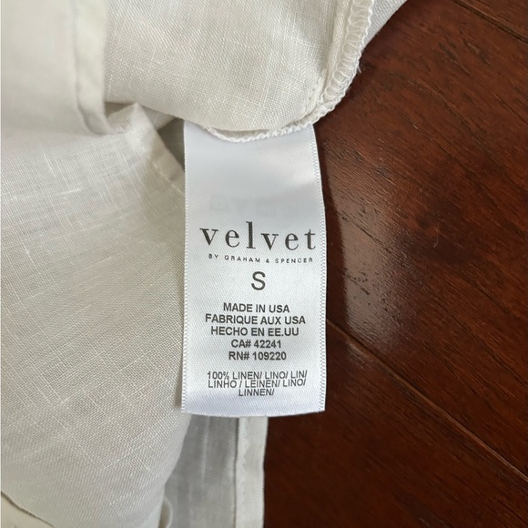 $183 Velvet BY GRAHAM SPENCER Maria Linen ButtonUp Shirt S Oversized color Chalk - Picture 10 of 11